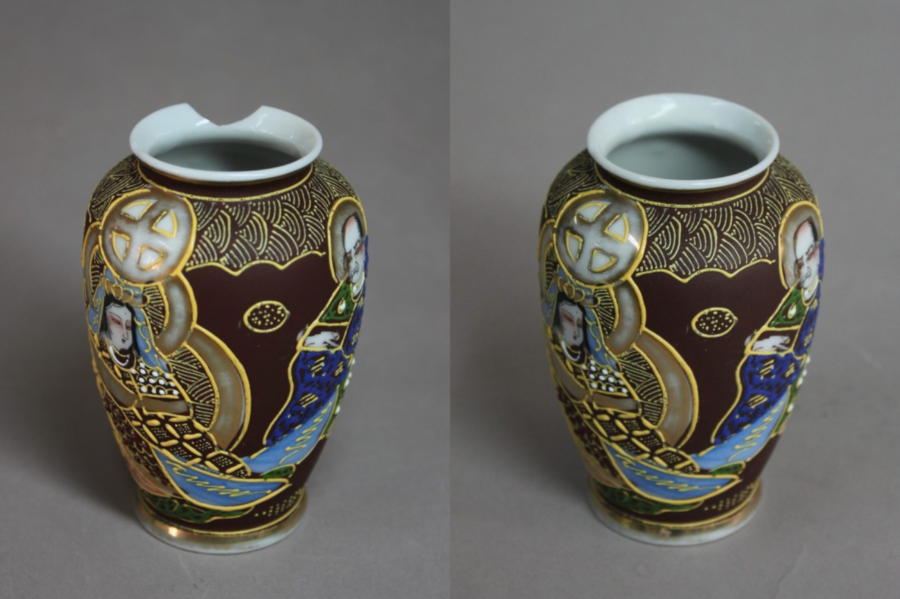 Restauration d’un petit vase en porcelaine japonais type Satsuma