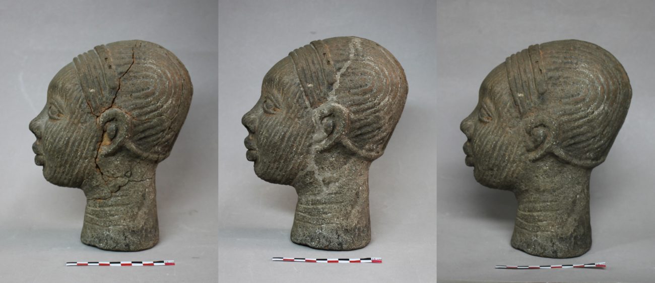 Restauration d’une tête africaine en terre cuite