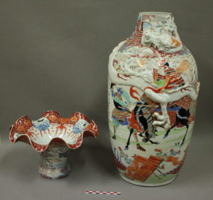 Restauration /réparation d'une céramique /céramiste en atelier Paris/Lille, vase dragon en porcelaine de Chine