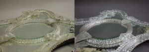 Restauration /réparation d'une céramique /céramiste en atelier Paris/Lille, miroir en verre de Murano/Venise
