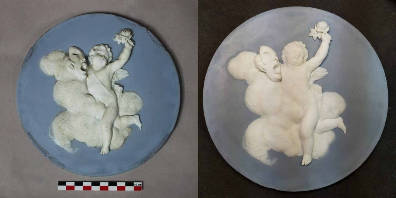 Restauration de médaillons en biscuit de porcelaine de Paris