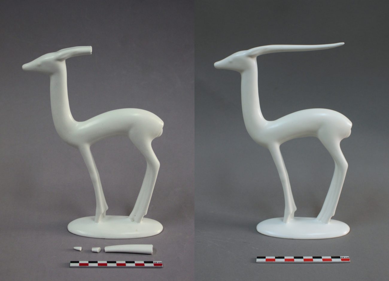Restauration d’une figurine de gazelle Art déco – années 1930 – Villeroy & Boch au Luxembourg