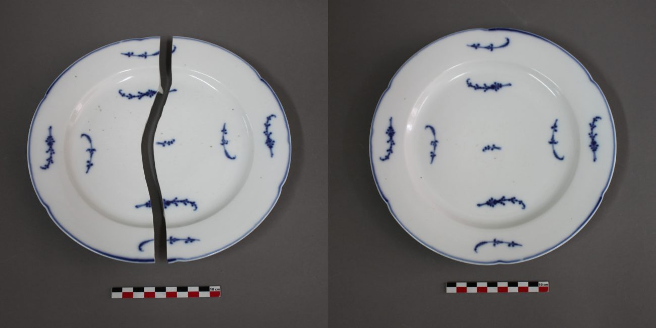 Restauration d’une assiette ancienne en porcelaine