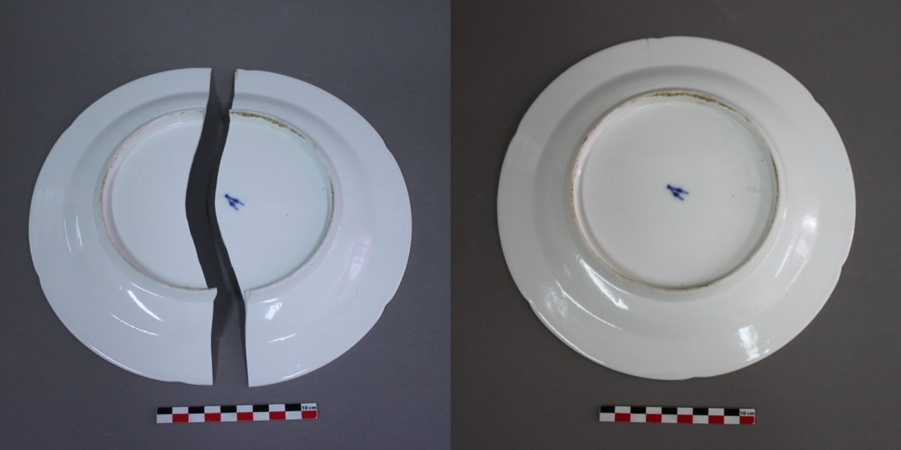 Restauration d’une assiette ancienne en porcelaine