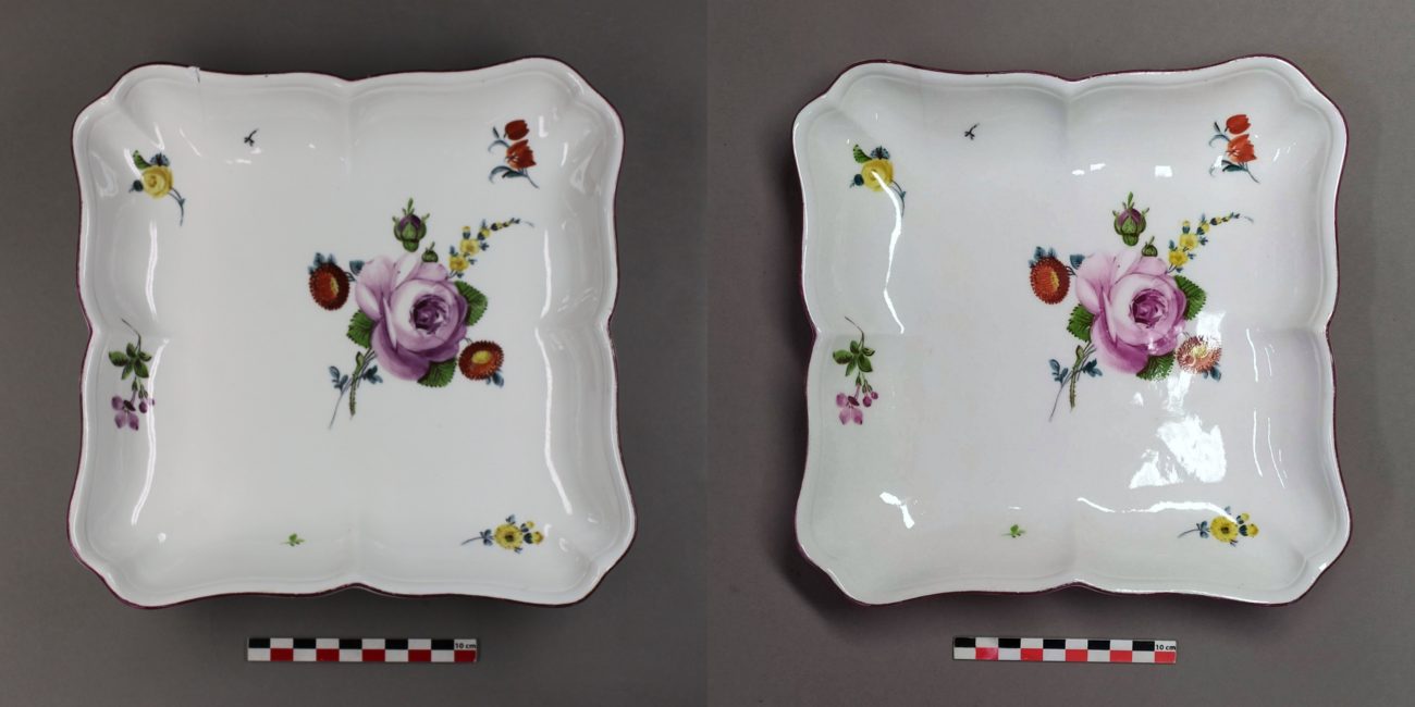 Restauration d’une assiette ancienne en porcelaine de la manufacture de Meissen