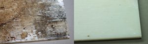 Restauration /réparation d'une céramique /céramiste / verre / émail en atelier Paris/Lille Axelle Bourgeois, Plaque / carreau de verre blanch en opaline de l'artiste américain Keith Haring XXème siècle